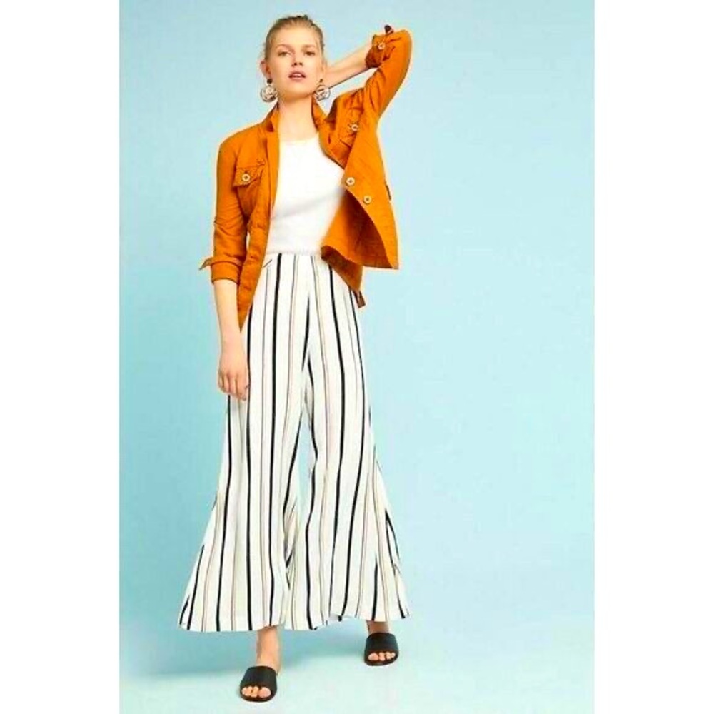 Anthropologie ETT:TWA Manon High Waist Flared Wide Leg Striped Pants